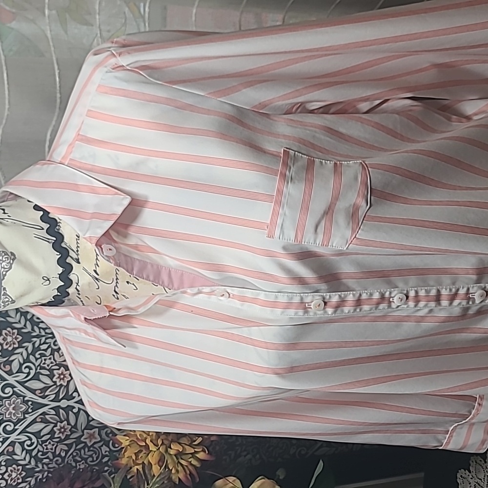 Foxcroft shaped stripped button down blouse - image 2